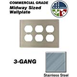 Leviton SSJ83-40 Wallplate 3-Gang Duplex Midway Size 302 Stainless Steel - Stainless Steel (Pkg of 10) Leviton SSJ83-40 Wallplate 3-Gang Duplex Midway Size 302 Stainless Steel - Stainless Steel (Pkg of 10)